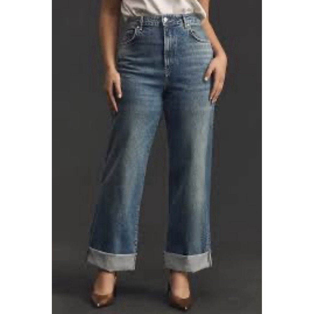 Anthropologie Pilcro Austyn High-Rise Cuffed Wide-Leg Jeans Women's Size 34